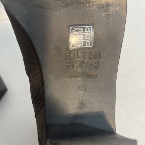 Eileen Fisher Heeled Ankle Boots 8.5 Side Zipper Neutral Vero Cucio Leather - Picture 15 of 16